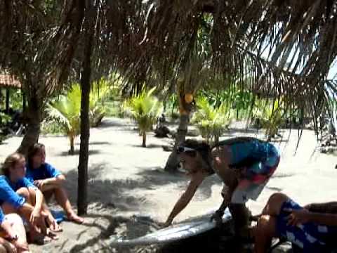 video of beginner surfing lesson at Salinas Grande Nicaragua FOUR by NicaEco.com