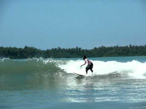 Surf instructor at Lagundri Beach, near Sorake